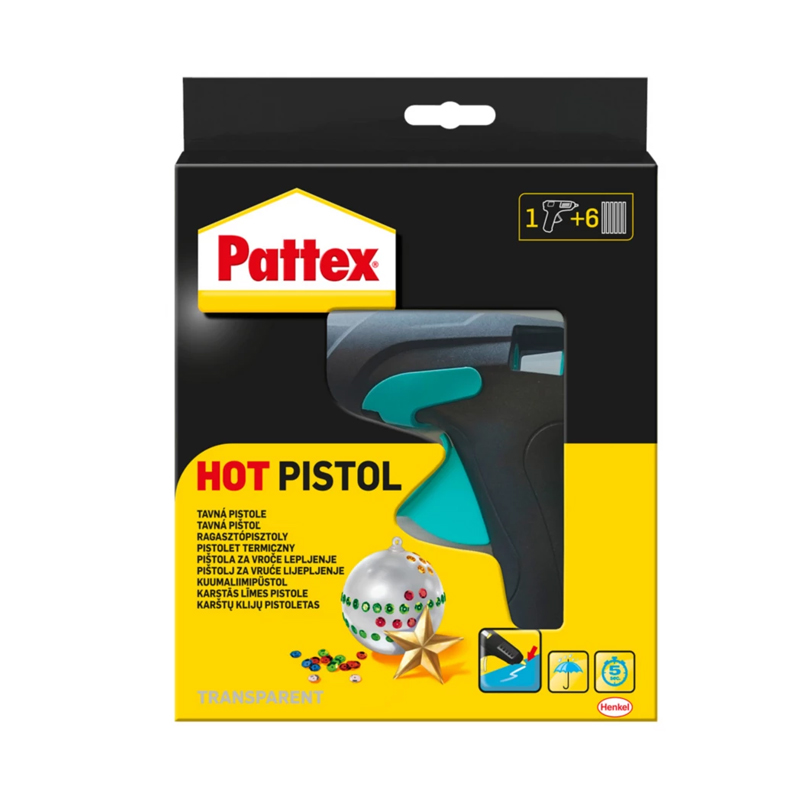 332-2112980 HE-PATTEX-HOT MELT-PIŠTOLJ ZA VRUĆE LJEPLJENJE+6 PATRONA - Slika 1